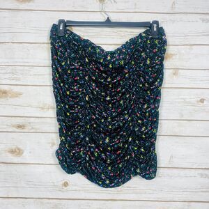 Abound Women XXL Floral Ruched  Elastic Waist Smocked Black Multicolor skirt